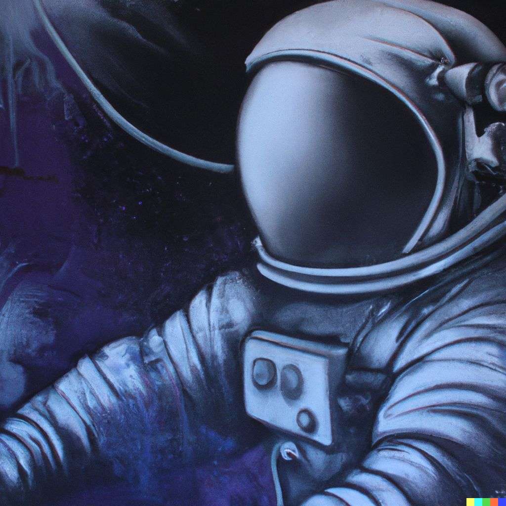 an astronaut, airbrush painting, stencil art